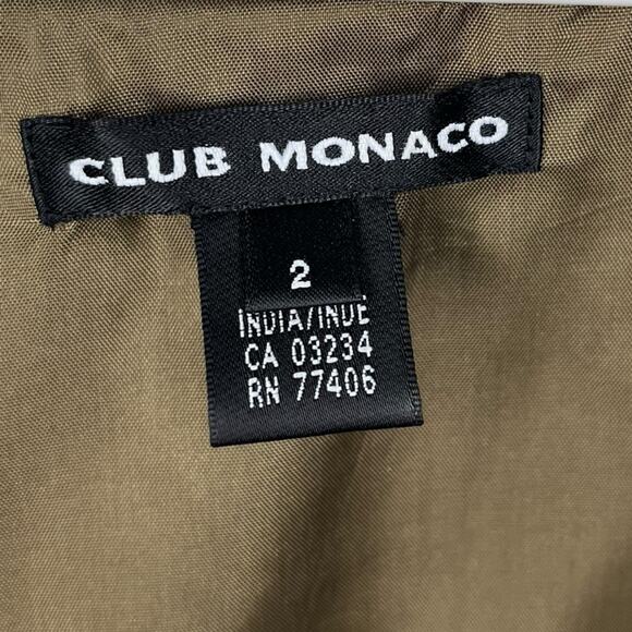 CLUB MONACO Olive Brown Silk Scoop Neck Sleeveless Knee Length Dress Size 2 - Picture 5 of 9